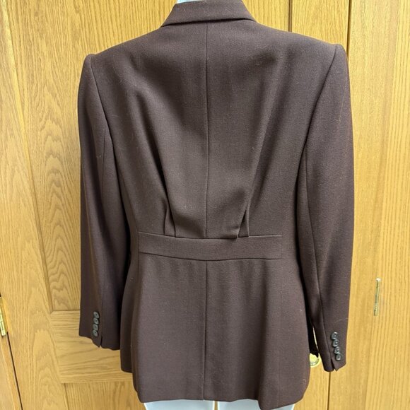 Vintage Women's Lauren Ralph Lauren Petite Brown Worsted Wool Blazer Jacket 6P - Picture 3 of 5